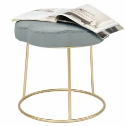 Hot Sale 🥰 Adeco Vanity Footrest Stool Velvet Round Ottoman Footstool Chair Seat Blue 🔔 -Adeco Shop Adeco Vanity Footrest Stool Velvet Round Ottoman Footstool Chair Seat 10