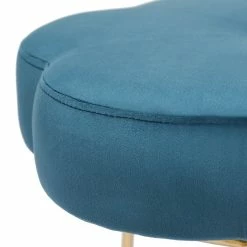 Hot Sale 🥰 Adeco Vanity Footrest Stool Velvet Round Ottoman Footstool Chair Seat Blue 🔔 -Adeco Shop Adeco Vanity Footrest Stool Velvet Round Ottoman Footstool Chair Seat 3
