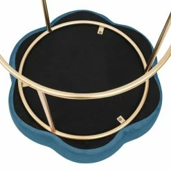 Hot Sale 🥰 Adeco Vanity Footrest Stool Velvet Round Ottoman Footstool Chair Seat Blue 🔔 -Adeco Shop Adeco Vanity Footrest Stool Velvet Round Ottoman Footstool Chair Seat 4