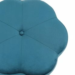 Hot Sale 🥰 Adeco Vanity Footrest Stool Velvet Round Ottoman Footstool Chair Seat Blue 🔔 -Adeco Shop Adeco Vanity Footrest Stool Velvet Round Ottoman Footstool Chair Seat 5
