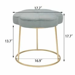 Hot Sale 🥰 Adeco Vanity Footrest Stool Velvet Round Ottoman Footstool Chair Seat Blue 🔔 -Adeco Shop Adeco Vanity Footrest Stool Velvet Round Ottoman Footstool Chair Seat 9