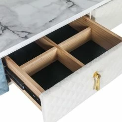 Cheap 😍 Adeco Vanity Makeup Table With 2 Drawers Organizer 👗 Dressing Shelves - Large Blue 😍 -Adeco Shop Adeco Vanity Makeup Table with 2 Drawers Organizer Dressing Shelves 7