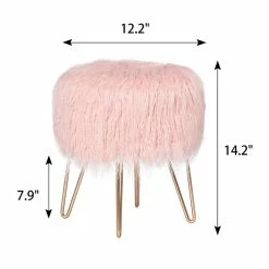 Buy 🧨 Adeco Vanity Stool Chair Soft Furry Footrest Stool 👗 Dressing Ottoman 🎁 -Adeco Shop Adeco Vanity Stool Chair Soft Furry Footrest Stool Dressing Ottoman 2