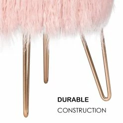 Buy 🧨 Adeco Vanity Stool Chair Soft Furry Footrest Stool 👗 Dressing Ottoman 🎁 -Adeco Shop Adeco Vanity Stool Chair Soft Furry Footrest Stool Dressing Ottoman 3