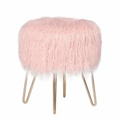 Buy 🧨 Adeco Vanity Stool Chair Soft Furry Footrest Stool 👗 Dressing Ottoman 🎁 -Adeco Shop Adeco Vanity Stool Chair Soft Furry Footrest Stool Dressing Ottoman 4