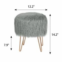 Outlet 🛒 Adeco Vanity Stool Chair Soft Furry Footrest Stool Make Up Ottoman White 🥰 -Adeco Shop Adeco Vanity Stool Chair Soft Furry Footrest Stool Make Up Ottoman 11