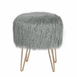 Outlet 🛒 Adeco Vanity Stool Chair Soft Furry Footrest Stool Make Up Ottoman White 🥰 -Adeco Shop Adeco Vanity Stool Chair Soft Furry Footrest Stool Make Up Ottoman 12