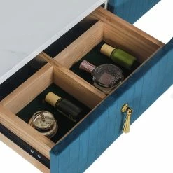 Best deal ⭐ Adeco Vanity Table With 2 Drawers Makeup Organizer 👗 Dressing Shelves - Large Blue 🎉 -Adeco Shop Adeco Vanity Table with 2 Drawers Makeup Organizer Dressing Shelves 6