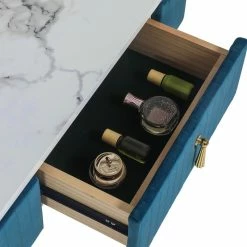 Best deal ⭐ Adeco Vanity Table With 2 Drawers Makeup Organizer 👗 Dressing Shelves - Large Blue 🎉 -Adeco Shop Adeco Vanity Table with 2 Drawers Makeup Organizer Dressing Shelves 7