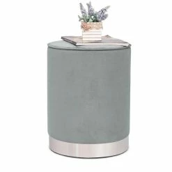 Best reviews of 😀 Adeco Vanity Upholstered Round Velvet Ottoman Footstool Silver Trim Blue 😀 -Adeco Shop Adeco Vanity Upholstered Round Velvet Ottoman Footstool Silver Trim 11