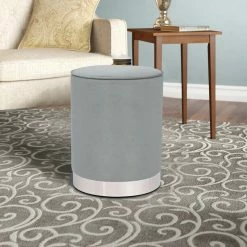 Best reviews of 😀 Adeco Vanity Upholstered Round Velvet Ottoman Footstool Silver Trim Blue 😀 -Adeco Shop Adeco Vanity Upholstered Round Velvet Ottoman Footstool Silver Trim 7