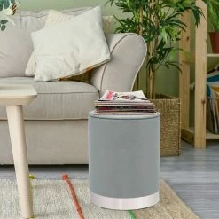 Best reviews of 😀 Adeco Vanity Upholstered Round Velvet Ottoman Footstool Silver Trim Blue 😀 -Adeco Shop Adeco Vanity Upholstered Round Velvet Ottoman Footstool Silver Trim 9