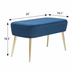 Best deal ✔️ Adeco Velvet Bench Footrest, Bed End Stool Metal Legs, 👗 Dressing Chair Green ⌛ -Adeco Shop Adeco Velvet Bench Footrest2C Bed End Stool Metal Legs2C Dressing Chair 12