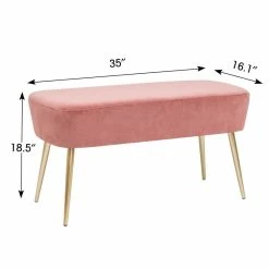 Best deal ✔️ Adeco Velvet Bench Footrest, Bed End Stool Metal Legs, 👗 Dressing Chair Green ⌛ -Adeco Shop Adeco Velvet Bench Footrest2C Bed End Stool Metal Legs2C Dressing Chair 2