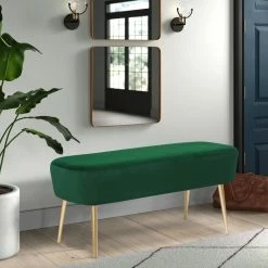Best deal ✔️ Adeco Velvet Bench Footrest, Bed End Stool Metal Legs, 👗 Dressing Chair Green ⌛ -Adeco Shop Adeco Velvet Bench Footrest2C Bed End Stool Metal Legs2C Dressing Chair 6