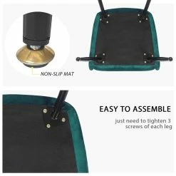 Cheapest 🧨 Adeco Velvet Dining Chairs Set Of 2, Accent Armchairs Black Metal Legs Green ✨ -Adeco Shop Adeco Velvet Dining Chairs Set of 22C Accent Armchairs Black Metal Legs 5