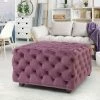 Best Pirce 🌟 Adeco Velvet Ottoman Bench Cube Foot Rest Stool Square Coffee Table 🥰