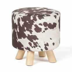 New 🤩 Adeco Velvet Round Ottoman Foot Rest Stool Padded Seat 🥰 -Adeco Shop Adeco Velvet Round Ottoman Foot Rest Stool Padded Seat 2