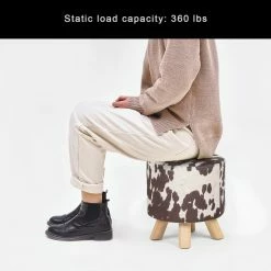 New 🤩 Adeco Velvet Round Ottoman Foot Rest Stool Padded Seat 🥰 -Adeco Shop Adeco Velvet Round Ottoman Foot Rest Stool Padded Seat 8