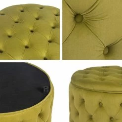 Best reviews of 💯 Adeco Round Storage Ottoman Button Tufted Footrest Stool Bench Olive Green- Velvet 😀 -Adeco Shop Adeco Velvet Round Storage Ottoman Button Tufted Footrest Stool Bench 10