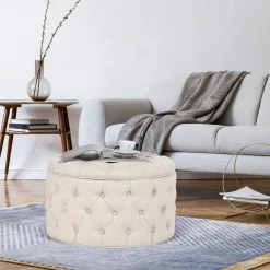 Best reviews of 💯 Adeco Round Storage Ottoman Button Tufted Footrest Stool Bench Olive Green- Velvet 😀 -Adeco Shop Adeco Velvet Round Storage Ottoman Button Tufted Footrest Stool Bench 13