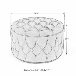 Best reviews of 💯 Adeco Round Storage Ottoman Button Tufted Footrest Stool Bench Olive Green- Velvet 😀 -Adeco Shop Adeco Velvet Round Storage Ottoman Button Tufted Footrest Stool Bench 2