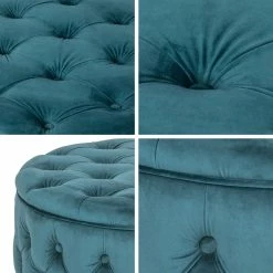 Best reviews of 💯 Adeco Round Storage Ottoman Button Tufted Footrest Stool Bench Olive Green- Velvet 😀 -Adeco Shop Adeco Velvet Round Storage Ottoman Button Tufted Footrest Stool Bench 3