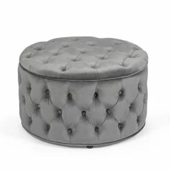 Best reviews of 💯 Adeco Round Storage Ottoman Button Tufted Footrest Stool Bench Olive Green- Velvet 😀 -Adeco Shop Adeco Velvet Round Storage Ottoman Button Tufted Footrest Stool Bench 5