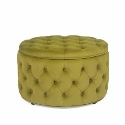 Best reviews of 💯 Adeco Round Storage Ottoman Button Tufted Footrest Stool Bench Olive Green- Velvet 😀 -Adeco Shop Adeco Velvet Round Storage Ottoman Button Tufted Footrest Stool Bench 9