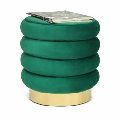 Flash Sale 😉 Adeco Velvet Round Storage Ottoman Side Table With Comfortable Seating 🔔 -Adeco Shop Adeco Velvet Round Storage Ottoman Side Table with Comfortable Seating 5