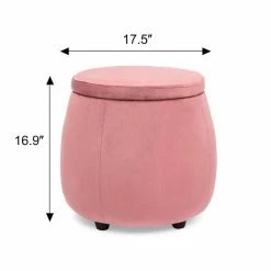 Promo 💯 Adeco Velvet Round Storage Ottoman With Removable Lid, Footrest Stool Navy 😀 30 Promo 💯 Adeco Velvet Round Storage Ottoman With Removable Lid, Footrest Stool Navy 😀 -Adeco Shop Adeco Velvet Round Storage Ottoman with Removable Lid2C Footrest Stool 13