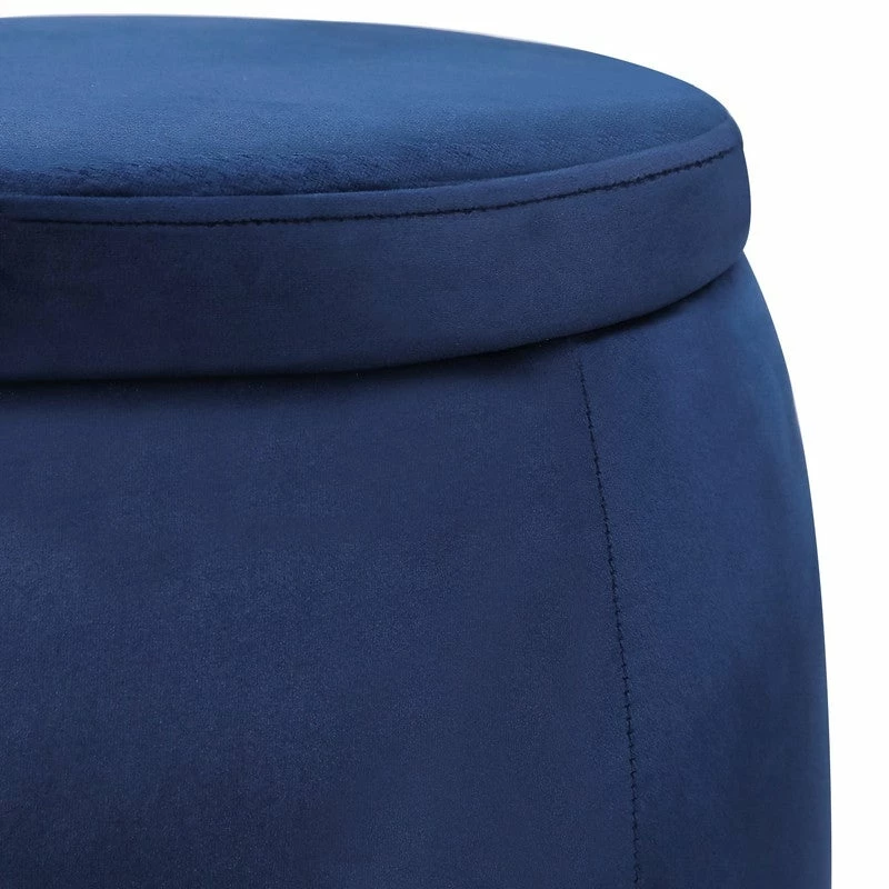 Promo 💯 Adeco Velvet Round Storage Ottoman With Removable Lid, Footrest Stool Navy 😀 11 Promo 💯 Adeco Velvet Round Storage Ottoman With Removable Lid, Footrest Stool Navy 😀 - Image 9