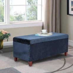 Cheapest 💯 Adeco Velvet Storage Ottoman Bench Rectangular Footstool Lift Top ❤️ -Adeco Shop Adeco Velvet Storage Ottoman Bench Rectangular Footstool Lift Top 1