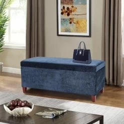 Cheapest 💯 Adeco Velvet Storage Ottoman Bench Rectangular Footstool Lift Top ❤️ -Adeco Shop Adeco Velvet Storage Ottoman Bench Rectangular Footstool Lift Top 2