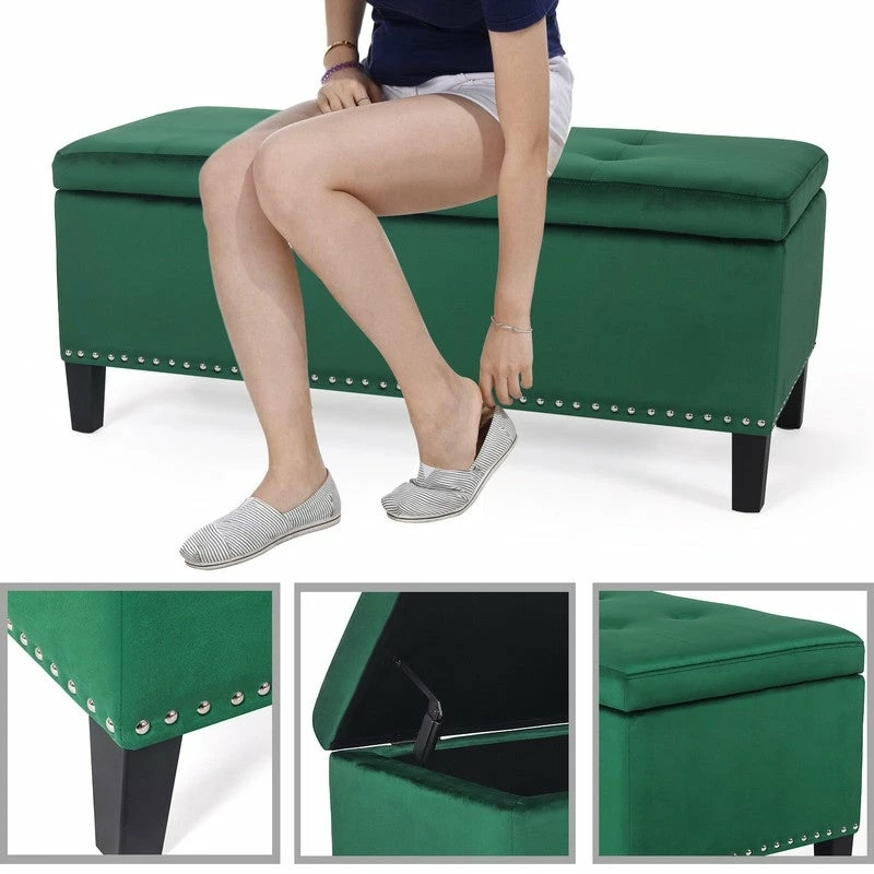 Top 10 π Adeco Velvet Storage Ottoman Bench Tufted Rectangular Footstool π₯ 4 Top 10 π Adeco Velvet Storage Ottoman Bench Tufted Rectangular Footstool π₯ - Image 2