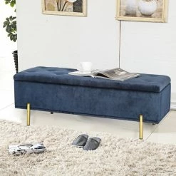 Cheapest ✔️ Adeco Velvet Tufted Storage Ottoman Rectangular Footstool DIY Assemble 🎁 -Adeco Shop Adeco Velvet Tufted Storage Ottoman Rectangular Footstool DIY Assemble 2