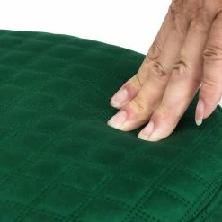 Promo 👍 Adeco Width Round Velvet Ottoman Footstool With Gold Trim Soft Compact Green 💯 -Adeco Shop Adeco Width Round Velvet Ottoman Footstool with Gold Trim Soft Compact 9