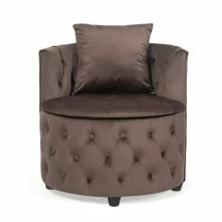 Brand new 😀 Adeco Modern Leisure Chair Multi-Function Velvet Accent Chair - 26"D X 26"W X 24.8"H Brown ⌛ -Adeco Shop Adeco flannelette leisure chair2C Ottoman chair has storage function2C and a pillow is included. 6