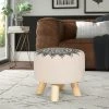 Hot Sale 🛒 Adeco Asense Round Ottoman Foot Rest Stool Linen Fabric Padded (Set Of 4) Beige 💯 -Adeco Shop Asense Round Ottoman Foot Rest Stool Linen Fabric Padded 28Set of 429