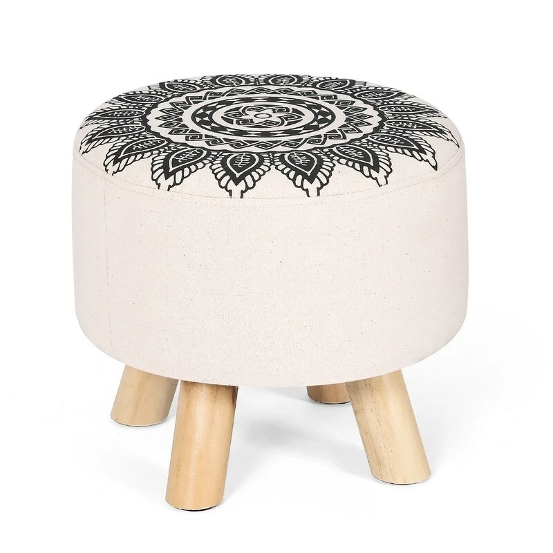 Hot Sale π Adeco Asense Round Ottoman Foot Rest Stool Linen Fabric Padded (Set Of 4) Beige π― 5 Hot Sale π Adeco Asense Round Ottoman Foot Rest Stool Linen Fabric Padded (Set Of 4) Beige π― - Image 3