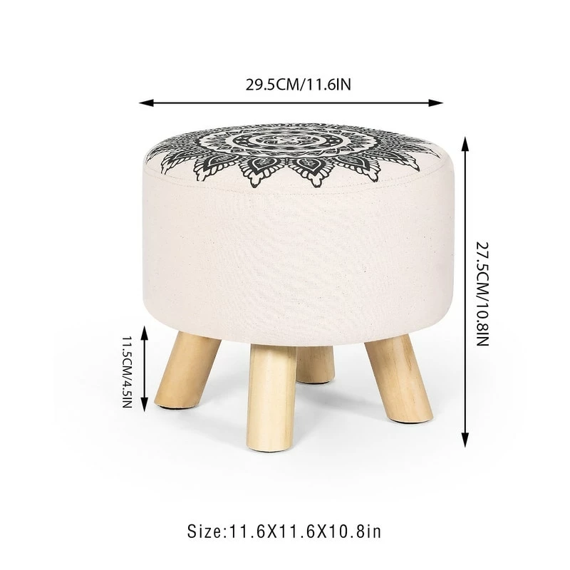 Hot Sale π Adeco Asense Round Ottoman Foot Rest Stool Linen Fabric Padded (Set Of 4) Beige π― 6 Hot Sale π Adeco Asense Round Ottoman Foot Rest Stool Linen Fabric Padded (Set Of 4) Beige π― - Image 4