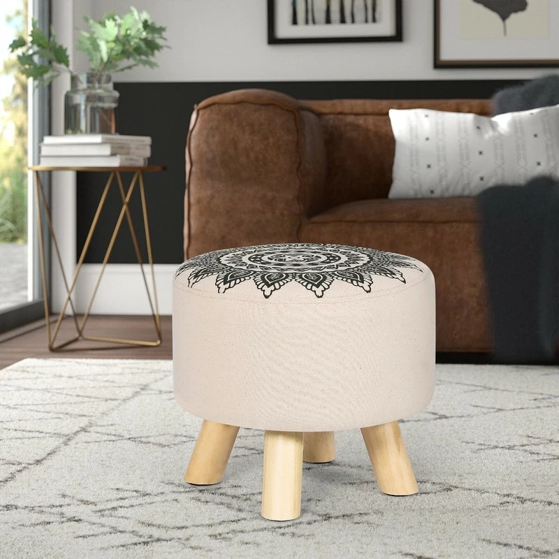 Hot Sale π Adeco Asense Round Ottoman Foot Rest Stool Linen Fabric Padded (Set Of 4) Beige π― 3 Hot Sale π Adeco Asense Round Ottoman Foot Rest Stool Linen Fabric Padded (Set Of 4) Beige π―