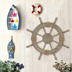 Cheap 🎁 Adeco Large Marine Ship Wheel Nautical Decor 🎁 -Adeco Shop Large Marine Ship Wheel Nautical Decor 4